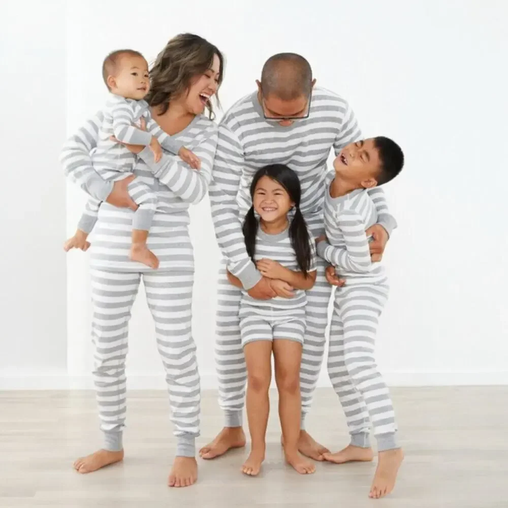 Hanna Andersson NWT Gray Striped Short John Pajama Set. Size 2